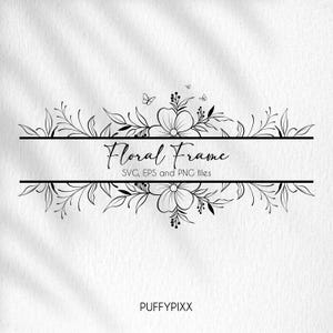 Floral border svg, floral frame svg, flower border svg, split monogram svg, floral monogram svg wildflower svg, hand drawn svg, floral svg