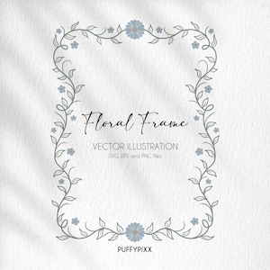 Pakiet ramek kwiatowych SVG, klasyczny clipart obramowania kwiatowego, botaniczna ramka ślubna EPS PNG, plik Cricut do cięcia kwiatów w stylu vintage