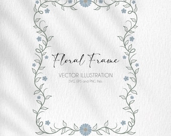 Pacchetto SVG di cornici floreali, clipart di bordi floreali classici, cornice per matrimonio botanica EPS PNG, file di taglio Cricut con motivo floreale vintage