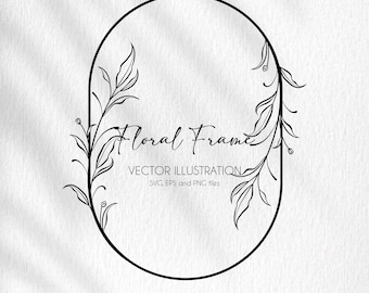 Arte floral de líneas finas, flor minimalista dibujada a mano, marco para invitación de boda, vector PNG