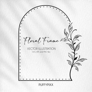 Cornice floreale ad arco in formato svg, corona floreale in formato svg, arco nuziale in formato svg, file di taglio cricut, arco floreale boho, decorazione per inviti di nozze, cornice foglia ad arco in formato svg