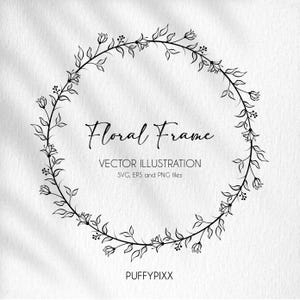 Floral Wreath SVG, Floral Wreath PNG, Flower Line Svg, Floral Wreath Frame Svg, Floral Wreath Clipart, Wreath Cut File, Cricut Wreath Svg