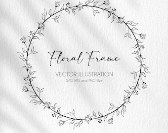 Floral Wreath SVG, Floral Wreath PNG, Flower Line Svg, Floral Wreath Frame Svg, Floral Wreath Clipart, Wreath Cut File, Cricut Wreath Svg