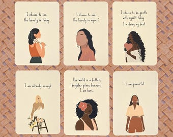 Self Love Affirmation Cards, Boho Positive Affirmation Cards, I Am Enough, I Am Worthy, New Years Resolution Cards, Self Care Cards