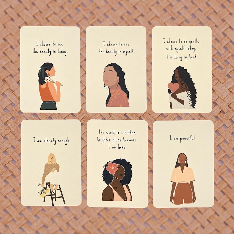 Self Love Affirmation Cards, Boho Positive Affirmation Cards, I Am Enough, I Am Worthy, New Years Resolution Cards, Self Care Cards image 1
