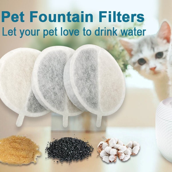 Pet Water Fountain Replacement Filter, Pack of 6, Compatible w/ 2.5L Filtered Water Fountain, Triple Filter System, Activated Carbon Filter