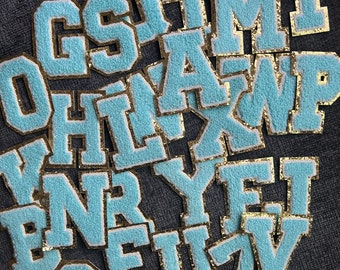 chenille letters (aqua blue) (larger size)