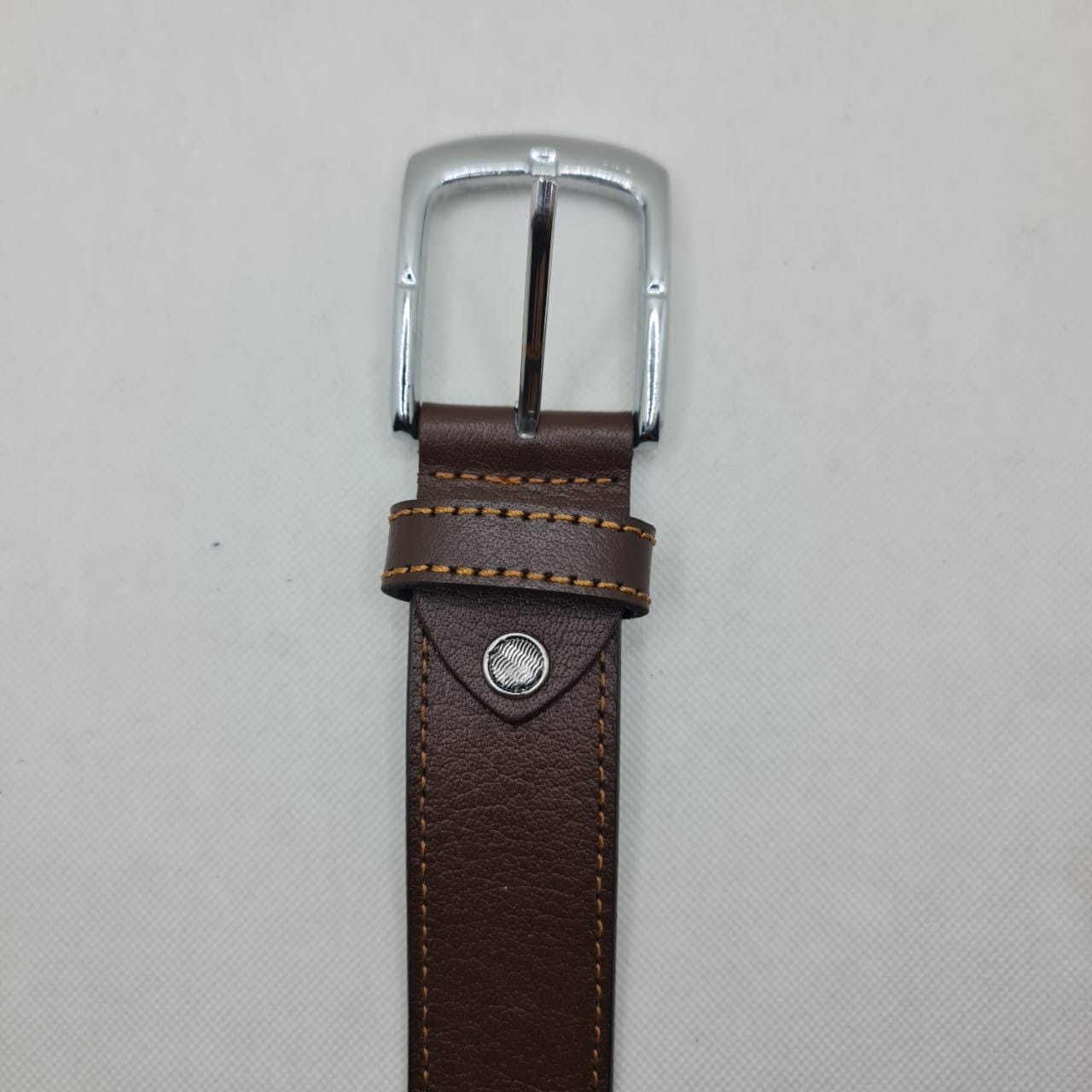 Genuine Leather Skull Studded Belt Brown Silver Studs Punk Rock Western Small RSGMU Mens Belt Leather Skull Buckle Belt Waist Band Jeans  main image 3