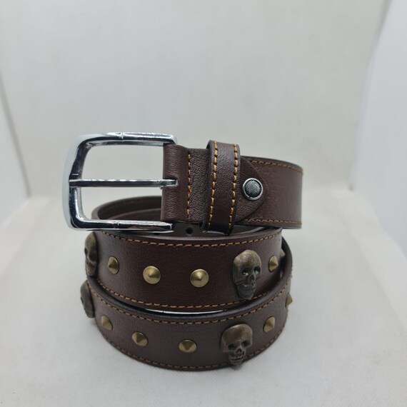 Handmade Leather Skull Studded Belt: Punk Rock Style - Etsy display picture 1
