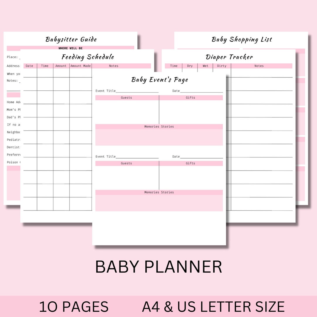 Baby Planner, Printable Feed Digital, Download Baby Book Memories 