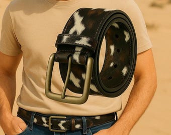 Handmade Cowhide Western Belt: Hair-on Leather Cowboy/Cowgirl Style