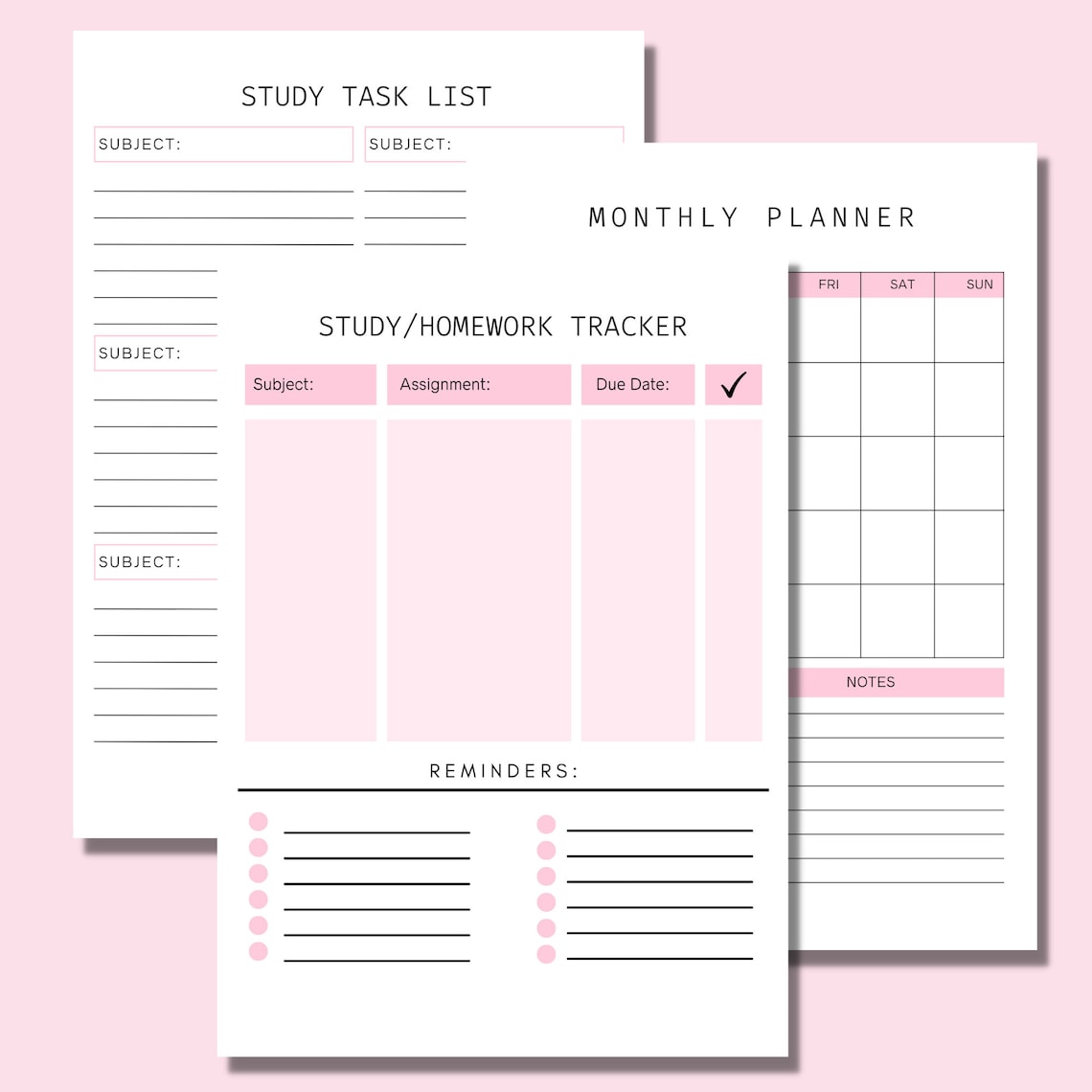 Weekly Study Tracker, Study Tracker, Pomodoro Planner, Study Planner ...