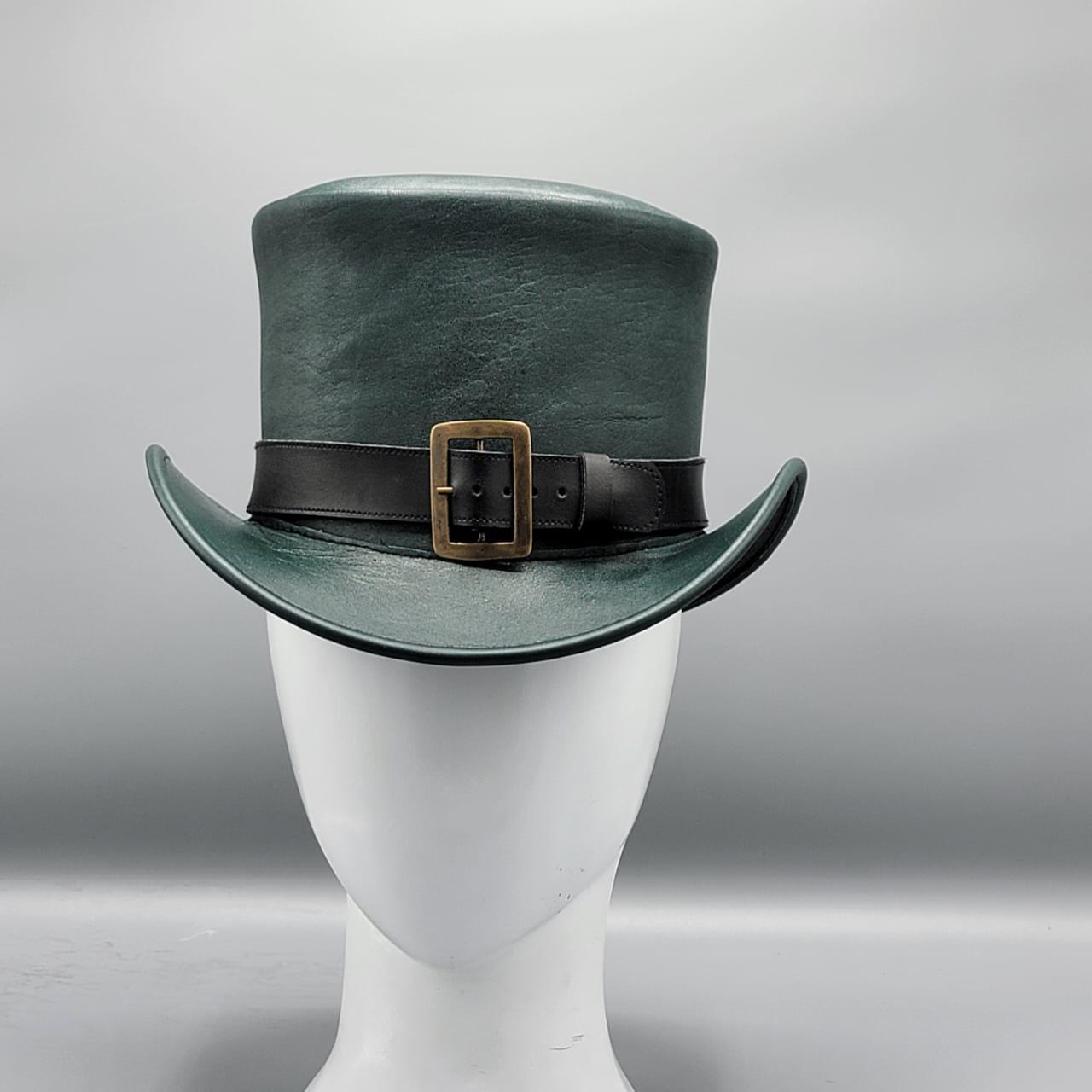 Handmade Green Leather Top Hat: Steampunk Victorian Cosplay  display picture 1
