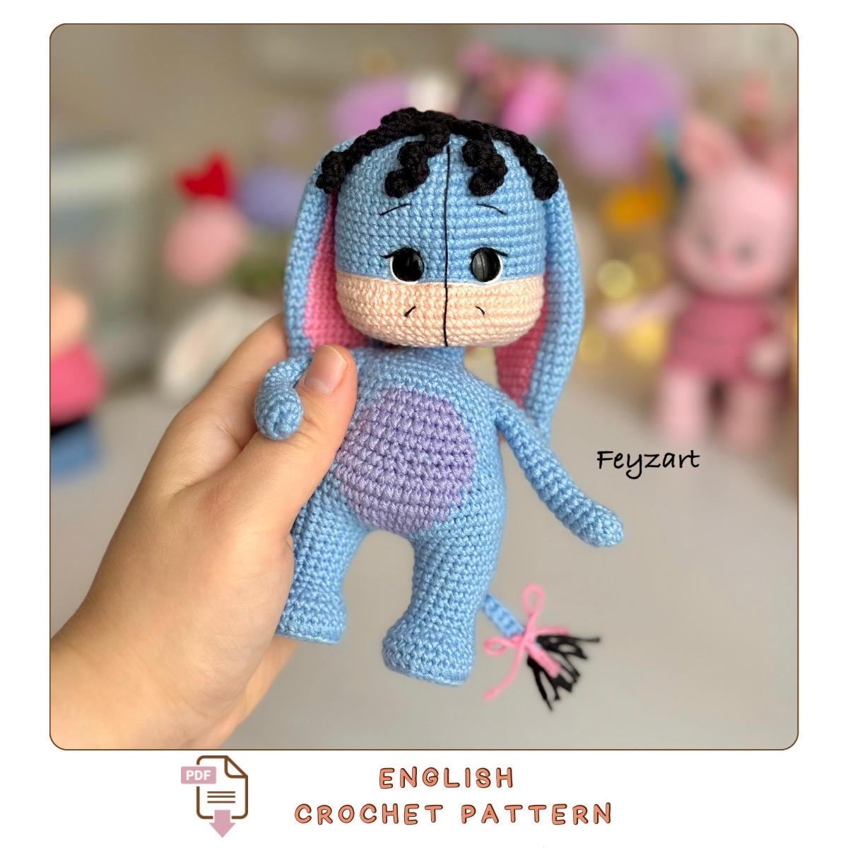 Amigurumi Eeyore Crochet Pattern – Donkey Doll – English + Spanish PDF