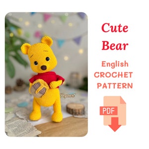 Cute bear Winnie , Winnie the pooh PDF english Pattern , doll making