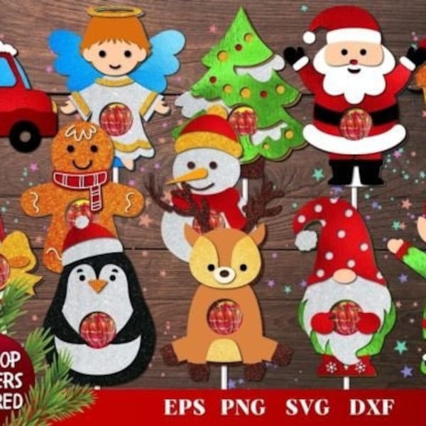 Holiday Lollipop Holder Bundle SVG, Christmas Lollipop, Lollipop Holder SVG