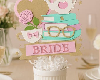 Book Themed Bridal Shower Centerpiece, Rustic Wedding Decor, Shabby Chic Literary Theme, Unique Table Accent