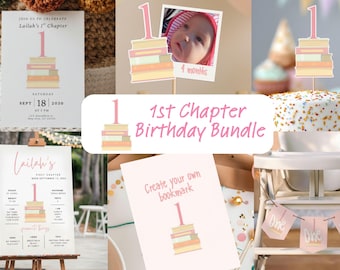 Chapter One Birthday Decorations, Girl Party Kit, Printable Storybook Theme, First Birthday Decor for Girls, Printable Storybook Decor