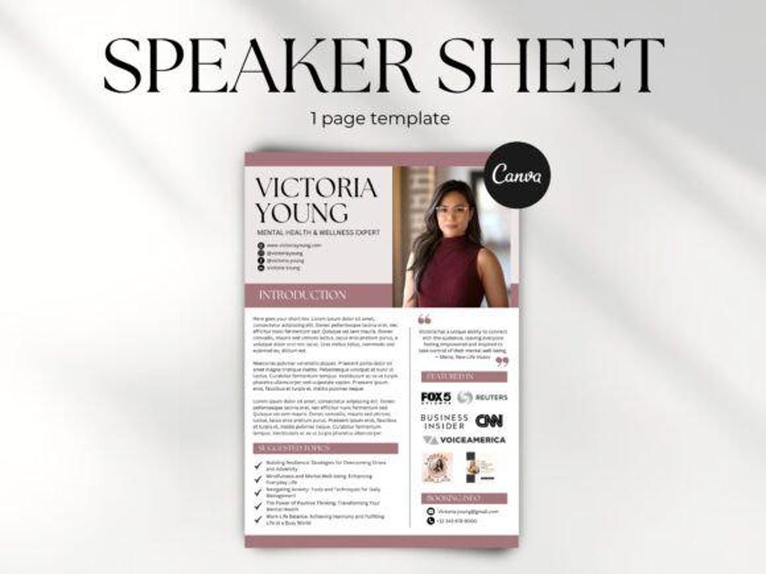 Speaker Sheet, Public Speaking Sheet, Speaker Credentials, Coaching ...