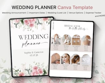Bundel bruiloftplanner, canvas en Google Spreadsheets, bruiloftsbudgettracker, organisator gastenlijst, digitale bruiloftspreadsheet