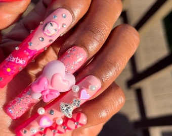 Come on let’s go party| XXXL Barbie Inspired press on nails | Barbie nails