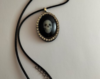 Victorian style Cameo necklace with glow in the dark Skull