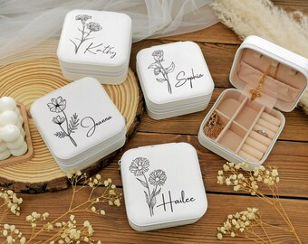 Personalized travel jewelry box, small square earring organizerm,Anniversary Gifts,Bridemaid Gift Box,Bridemaid Gift Box,Gifts for Sister