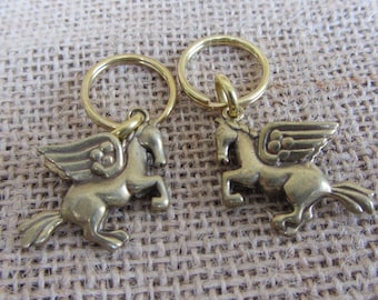 2 Pcs brass flying horse sky horse  winded horse Heavenly Horse Pegasus pendant ornament  Retro mini  animal Good Luck  christmas Gift