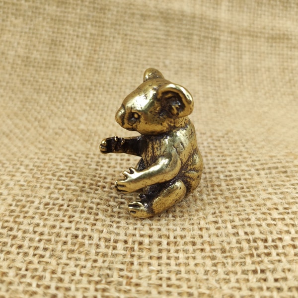 tom5721 get 2pcs brass cute little koala figurine ornament birthday christmas gift Paperweight Brass Tea pet Table decor Shelf Decor Accents