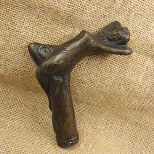 Vintage antique carved bronze beauty figurine cane head walking stick for old man gift Retro Good Luck Crutch Cane Head Walking Sticktom 627