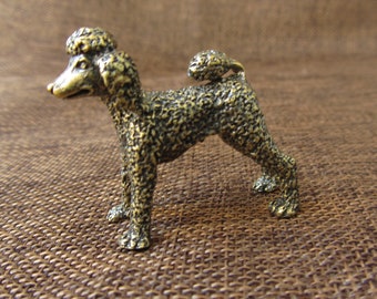 tom006get 2 vintage brons messing poedel hond standbeeld schattig prachtige kleine puppy sculptuur ornament metalen thee huisdier hond minnaar cadeau tuin decor