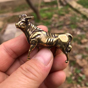Get 2 Brass Wall Street Bull Statue Sculpture, Brass Cow Ox Statuette Figurine Modern Home Decor Office Lucky Feng Shui Ornaments Crafts Y01