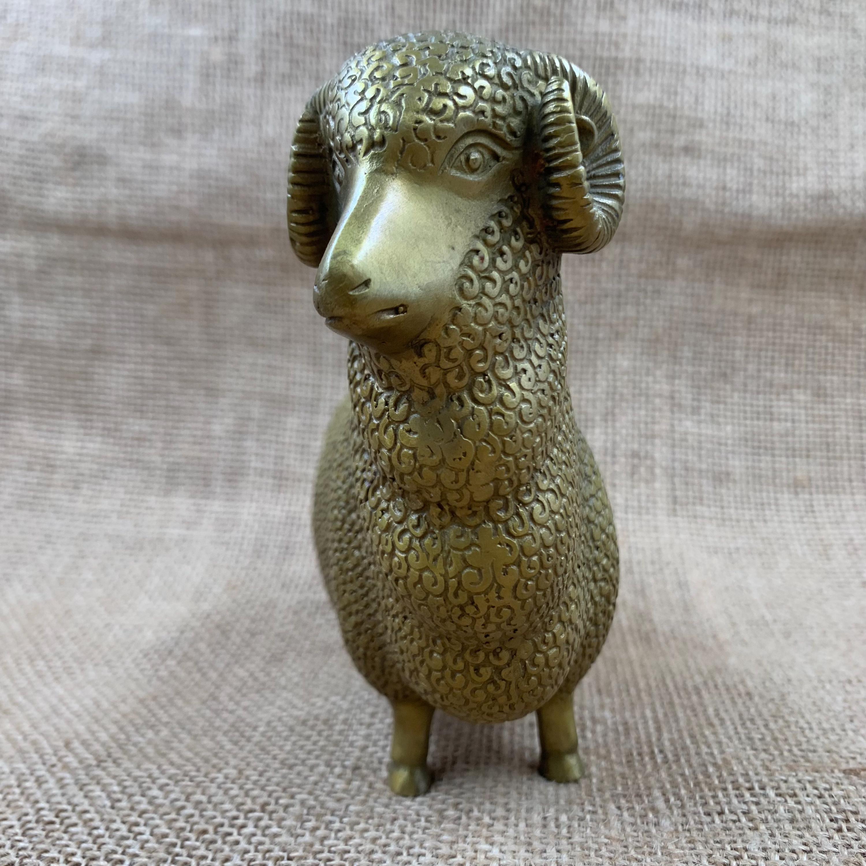 Vintage Copper Sheep Statue Feng Shui Wealth Animal Sculpture Business ...