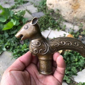 Brass mouse rat Design Head Handle Only For Wooden Walking Stick Cane walking stick Cast Iron Decorative Fence Tip Toppers Cane Head B21231