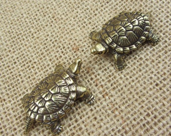 Zdobądź 2 miedziane figurki żółwia Feng Shui z mosiądzu, boskie zwierzę, szczęśliwa rzeźba, dekoracja zbiornika na herbatę, figurka zwierzęcia, żółw, długowieczność, żółw, tom432