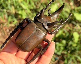ヴィンテージ カブトムシ 真鍮像 - アンティーク ゴールド カブトムシ