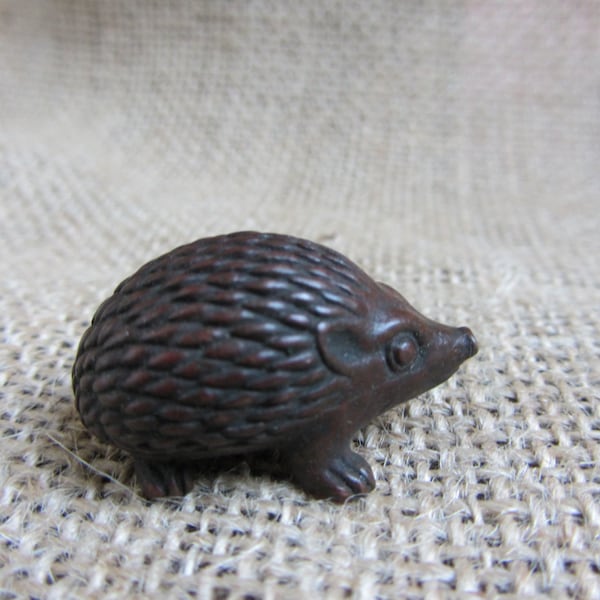 Old Red Copper hedgehog Statue Retro tiny animal figurine ornament Good Luck house warming gift  Brass Tea Table decor Shelf Decor Accents