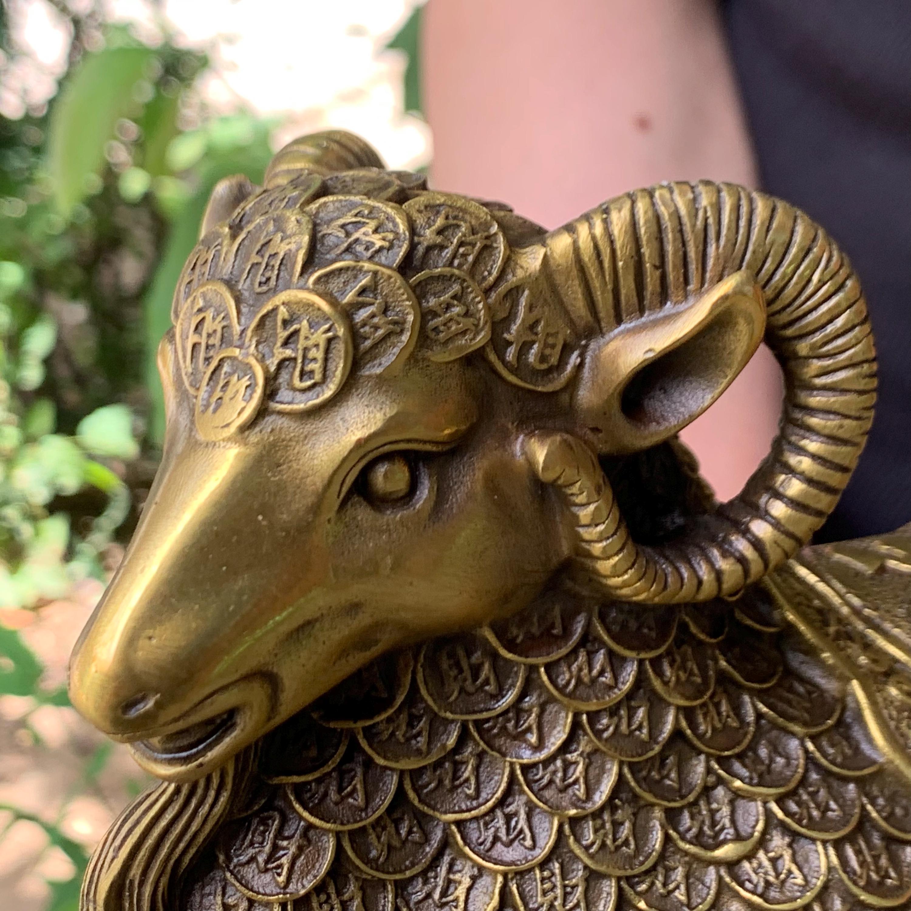 Copper Sheep Garden Statues Sheep Sculpture Hand Painted Simulation ...