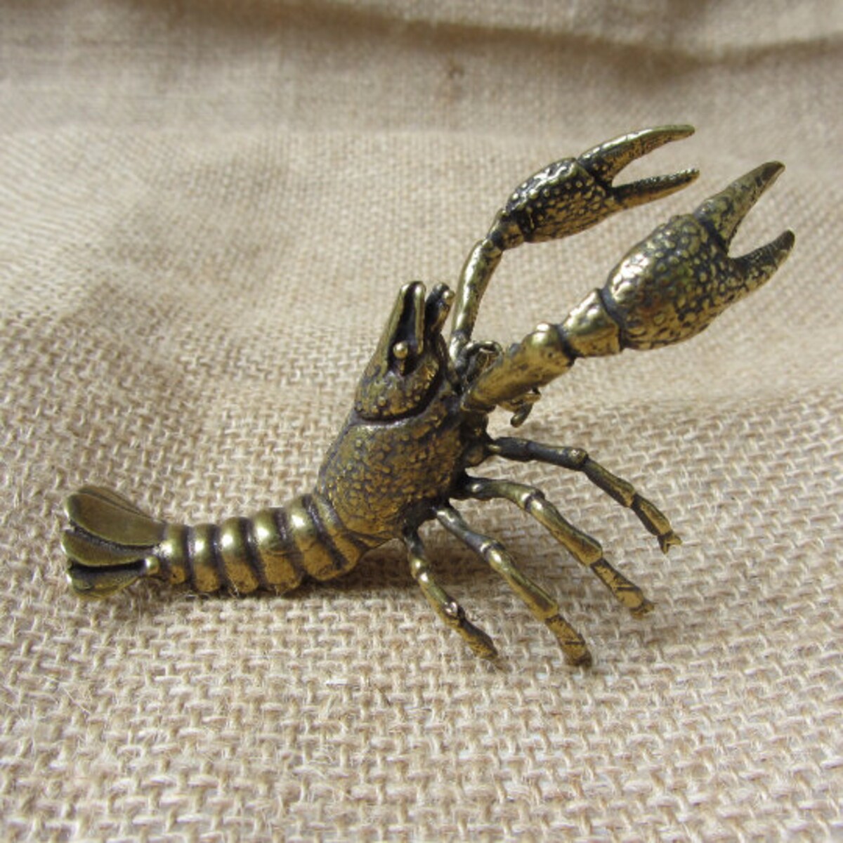 Copper Brass crawfish figurine statuette realistic 1:1 lobster Tiny Retro animal statue, Good Luck Housewarming christmas Gift Tom073522