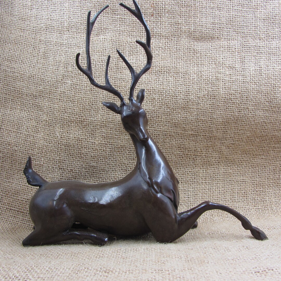 Nice High Quality Red Copper Deer Statue Fengshui Animal Big Deer