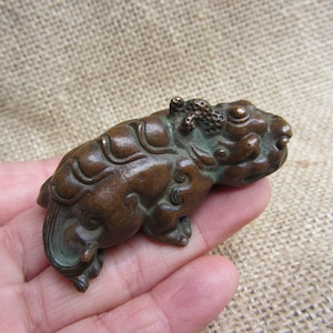 VTG copper Feng Shui Imperial Guardian pixiu qi Lin for Anti Bad Chi Home Office Decoration Housewarming Congratulation Gift Qilin tom2851