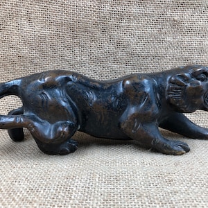 Big Vintage Antique Copper Tiger Sculpture Statue Decoration Living Room Shelf Cabinet Display Ornament FengShui Tiger Zodiac Animal tom0261
