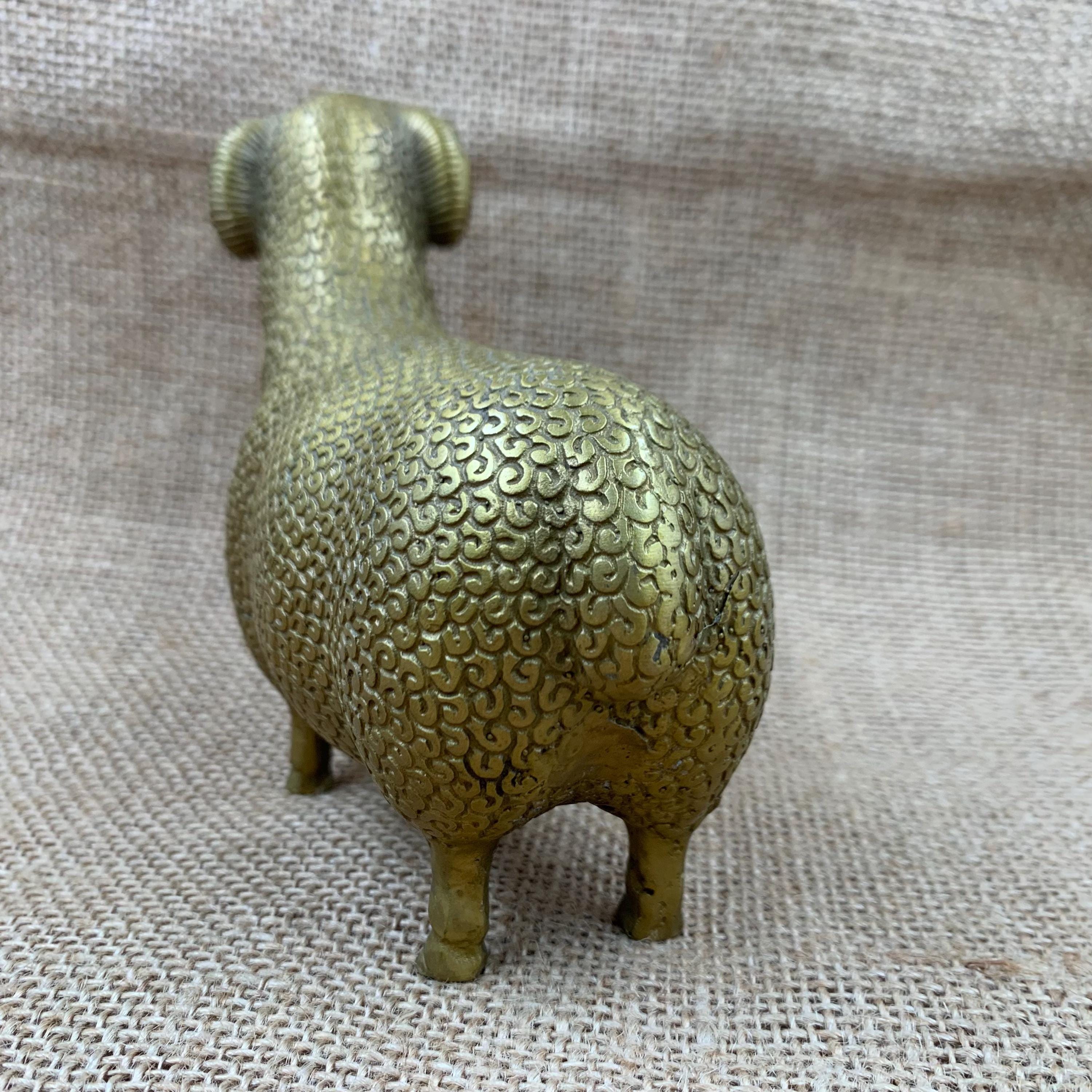 Vintage Copper Sheep Statue Feng Shui Wealth Animal Sculpture Business ...