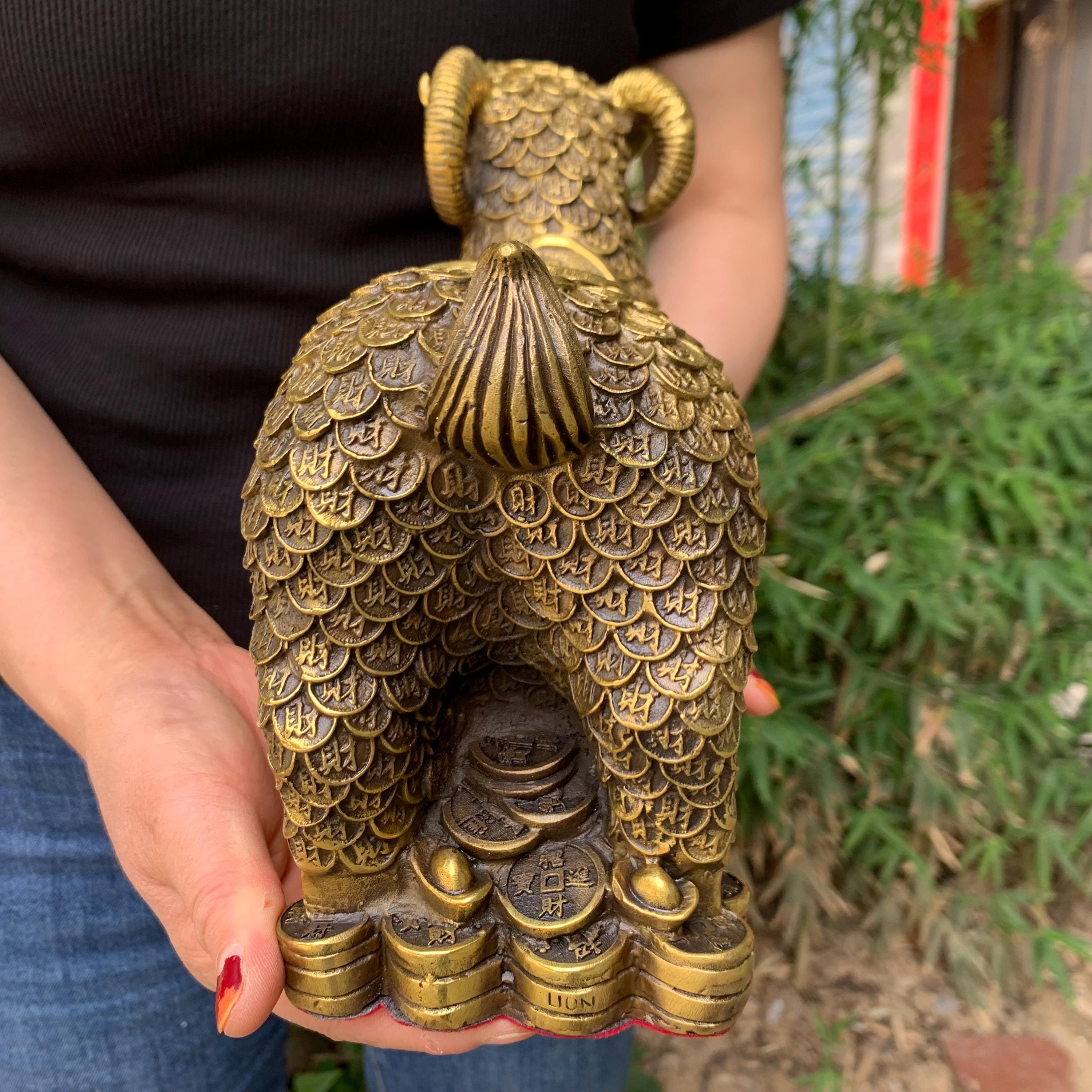 Copper Sheep Garden Statues Sheep Sculpture Hand Painted Simulation ...