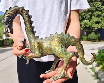 中国の手作りブロンズドラゴン魚像の装飾品、家の装飾、コレクションの