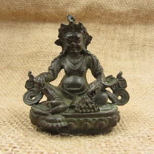 Tibetan Buddhism Tantra Small Yellow Jambhala Buddha Statue God of Wealth Deity Mala Bodhisattva Hindu Praying Meditation buddhist blessings