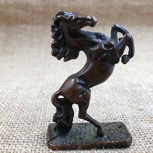 Bronze War Horse, Pure Copper Statue of Horse, Brass Sculpture Collectable Table Decor Animal Figurine Living Room Home Paperweight thm0112