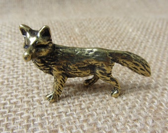 Copper fox  figurine Tiny Retro animal, Good Luck Housewarming christmas Gift, Brass Mini Adorable Animal Fox Decor Statue Figurines Y711216