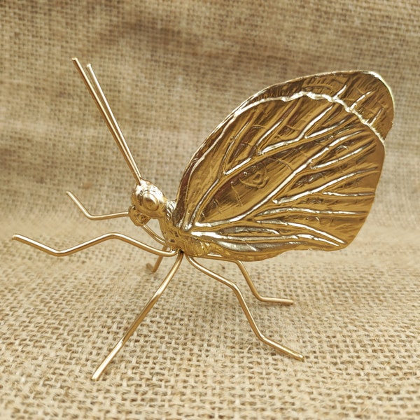 Fijne koperen vlinder beeldje Tiny Retro dier 1:1 ornament home decor, Good Luck Housewarming Speciaal leuk Valentijnsdag cadeau voor haar