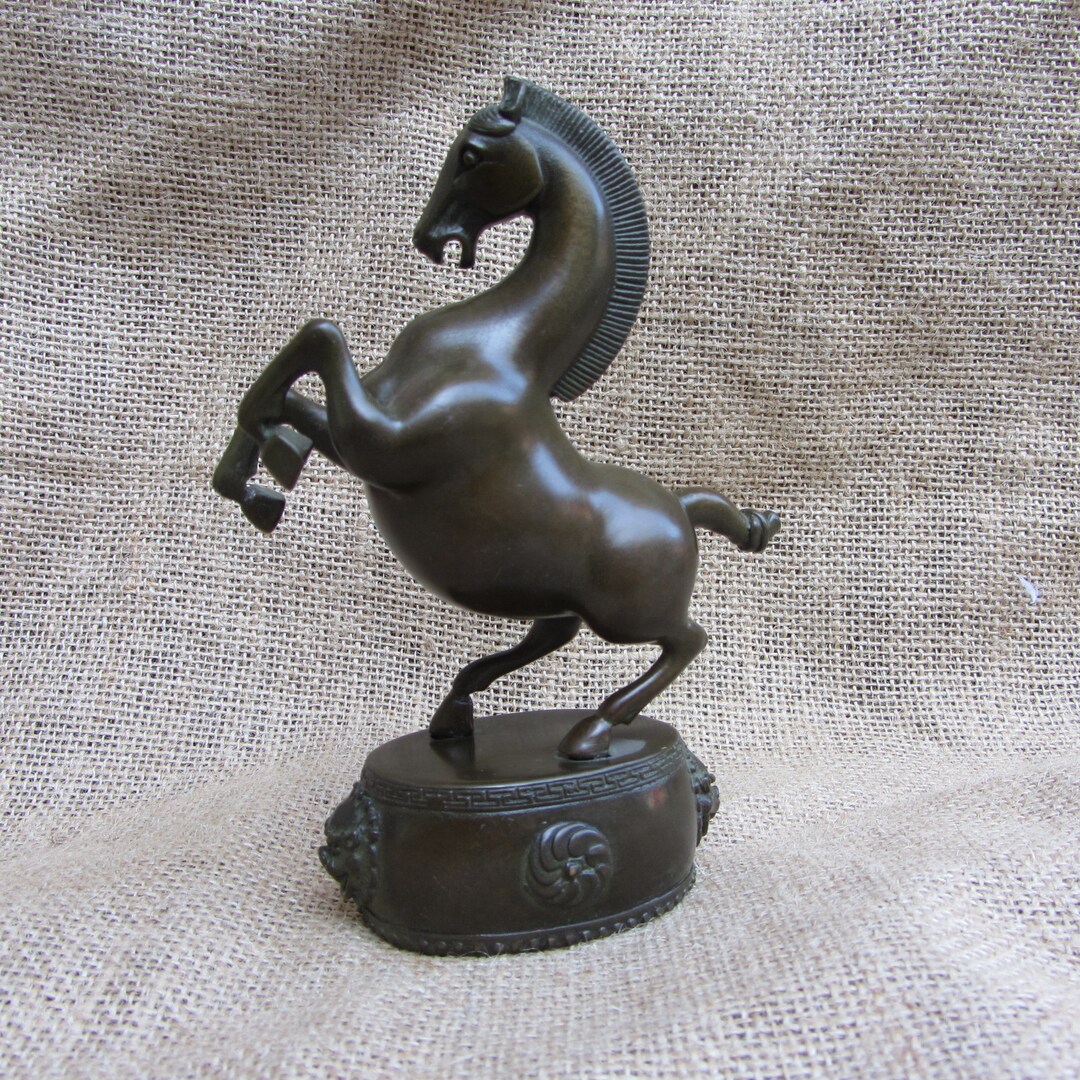 Bronze Galloping Horse Statuette Table Ornament Home Decor Etsy